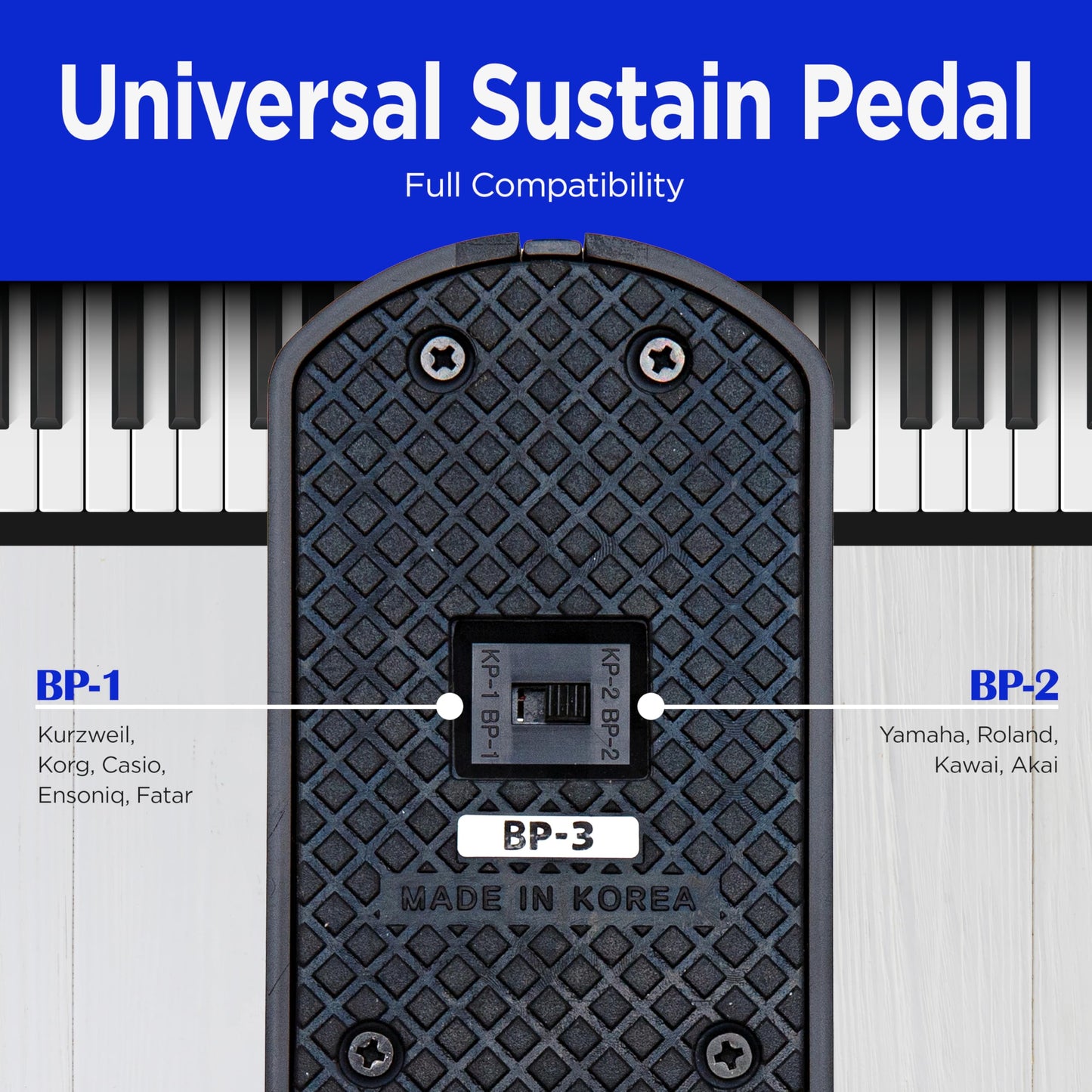 VALDI BP-3 Sustain Pedal - Universal Pedal for Keyboard Piano, Digital Pianos, MIDI Keyboards &