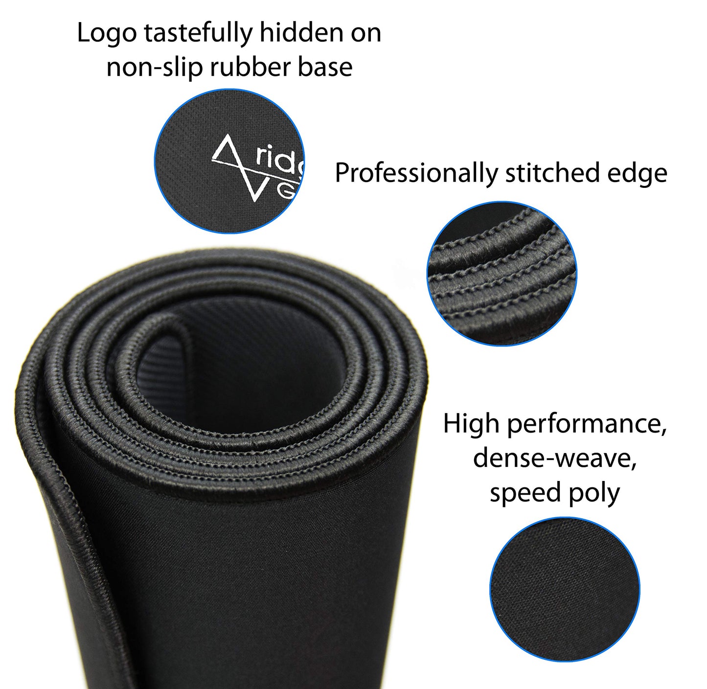Traverse Ridge Gaming Mouse Pad (5mm) Extended 36 inch | 36x12x0.20 Extra Thick | Black | Stitched