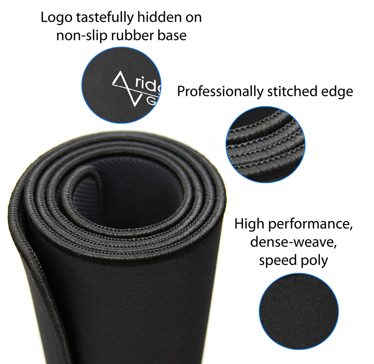 Traverse Ridge Gaming Mouse Pad (5mm) Extended 36 inch | 36x12x0.20 Extra Thick | Black | Stitched