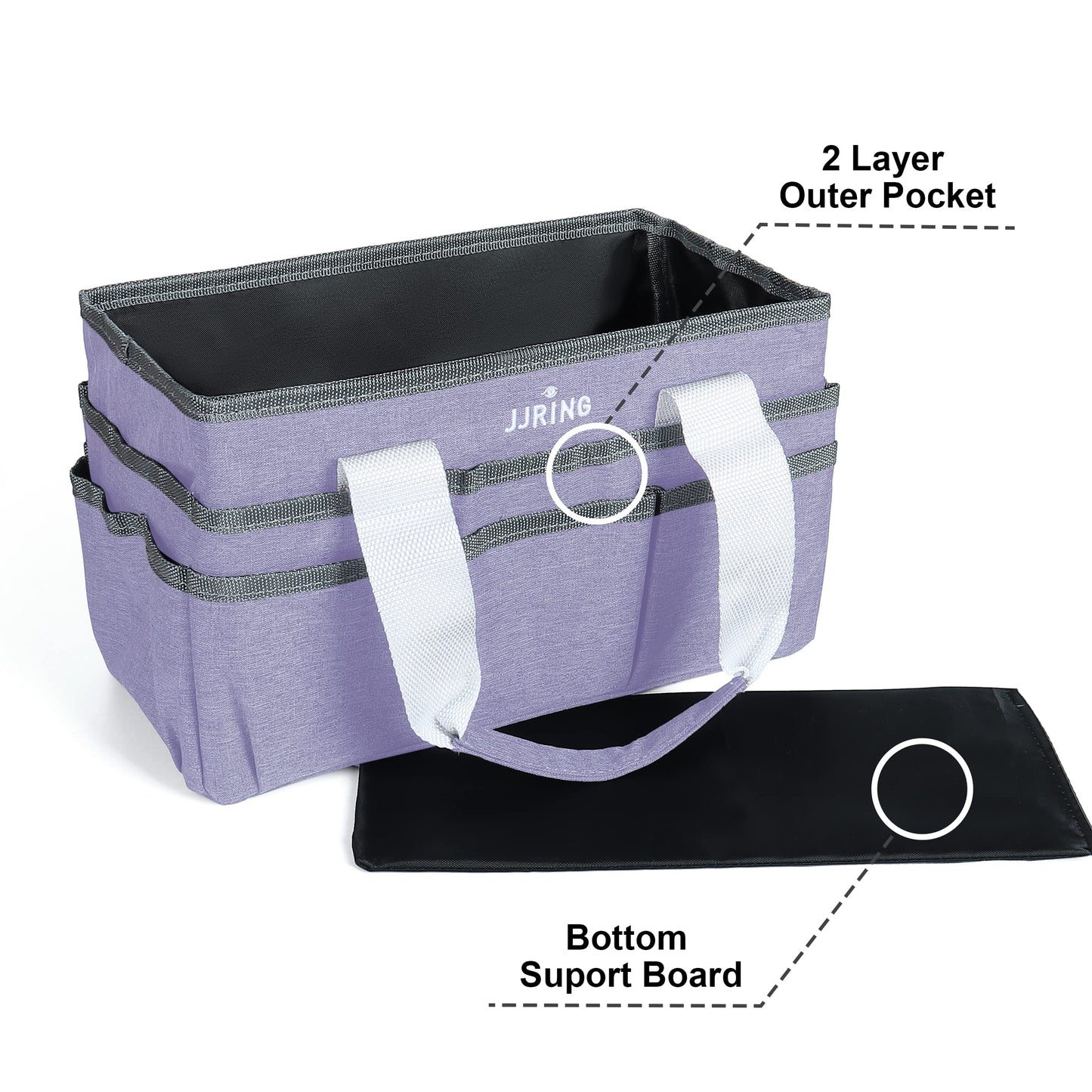 JJRING Craft Organizer Tote Bag Art Storage Caddy Lilac