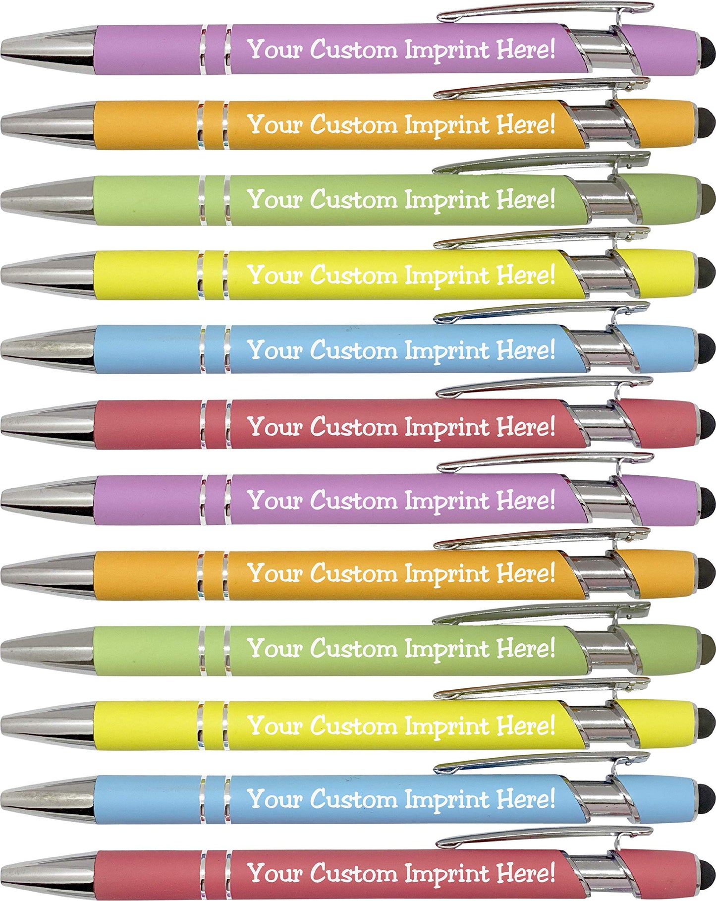 ExpressDesigns™ - Pastel Premium Custom Pens with Stylus | Personalized Soft-Touch Metal Printed