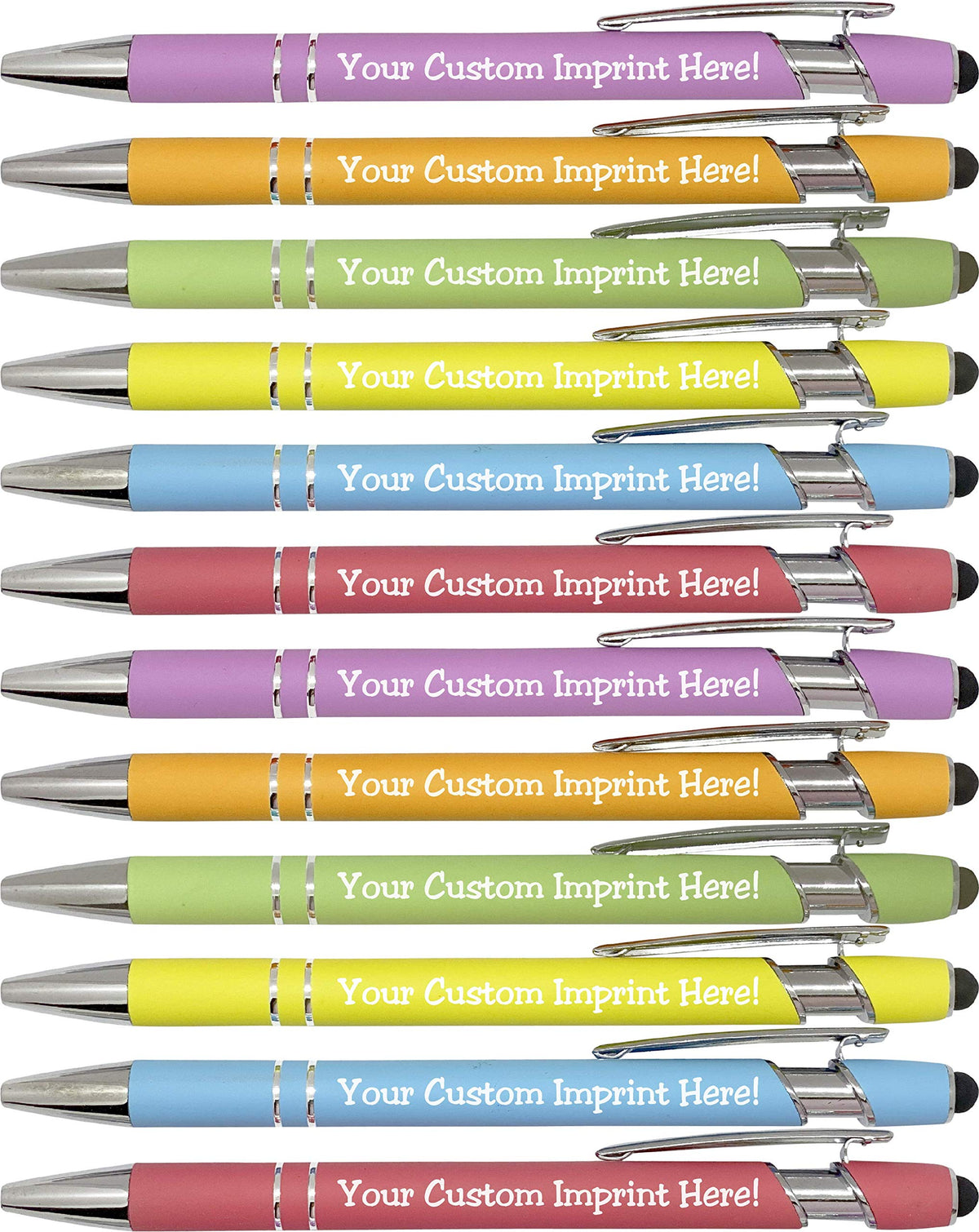 ExpressDesigns™ - Pastel Premium Custom Pens with Stylus | Personalized Soft-Touch Metal Printed