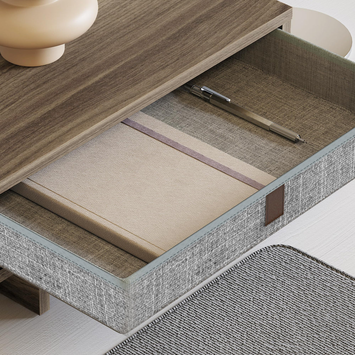Fenge Triple Monitor Stand with Storage Drawer, Adjustable Length and Angle