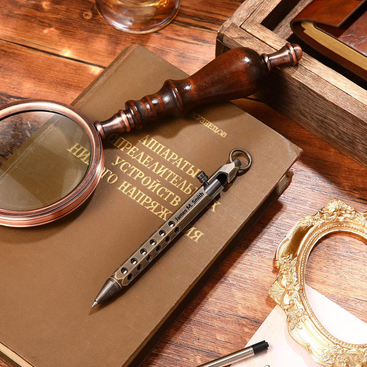 Auchic Personalized Bolt Action Pen Gift Set Free Engraved Customed Pocket EDC Brass allpoint Pen