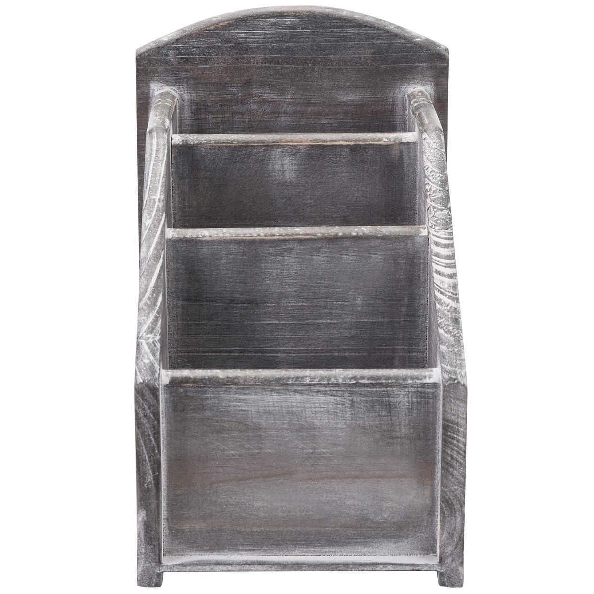 MyGift Graywashed Wood Remote Control Holder, 3-Compartment Desktop Caddy