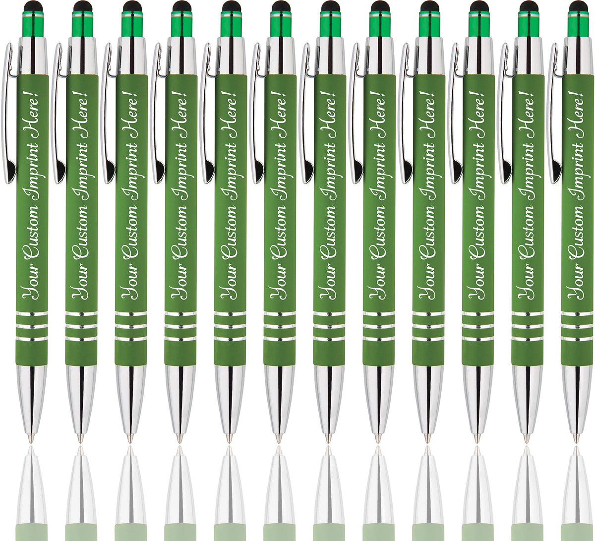 Personalized Pens - Hottie Rubberized Soft Touch Ballpoint Pen with Stylus tip is a stylish