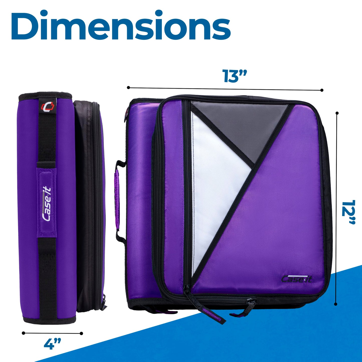 Case-it School Zipper Binder | 2" O-Rings | 400-Sheet | LT-007 Deep Purple