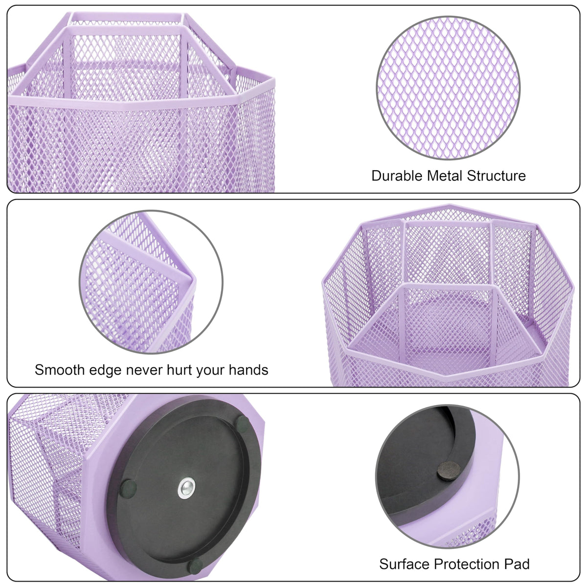 Exerz Desk Organizer 360 Rotating Pen Holder Storage Caddy Light Purple
