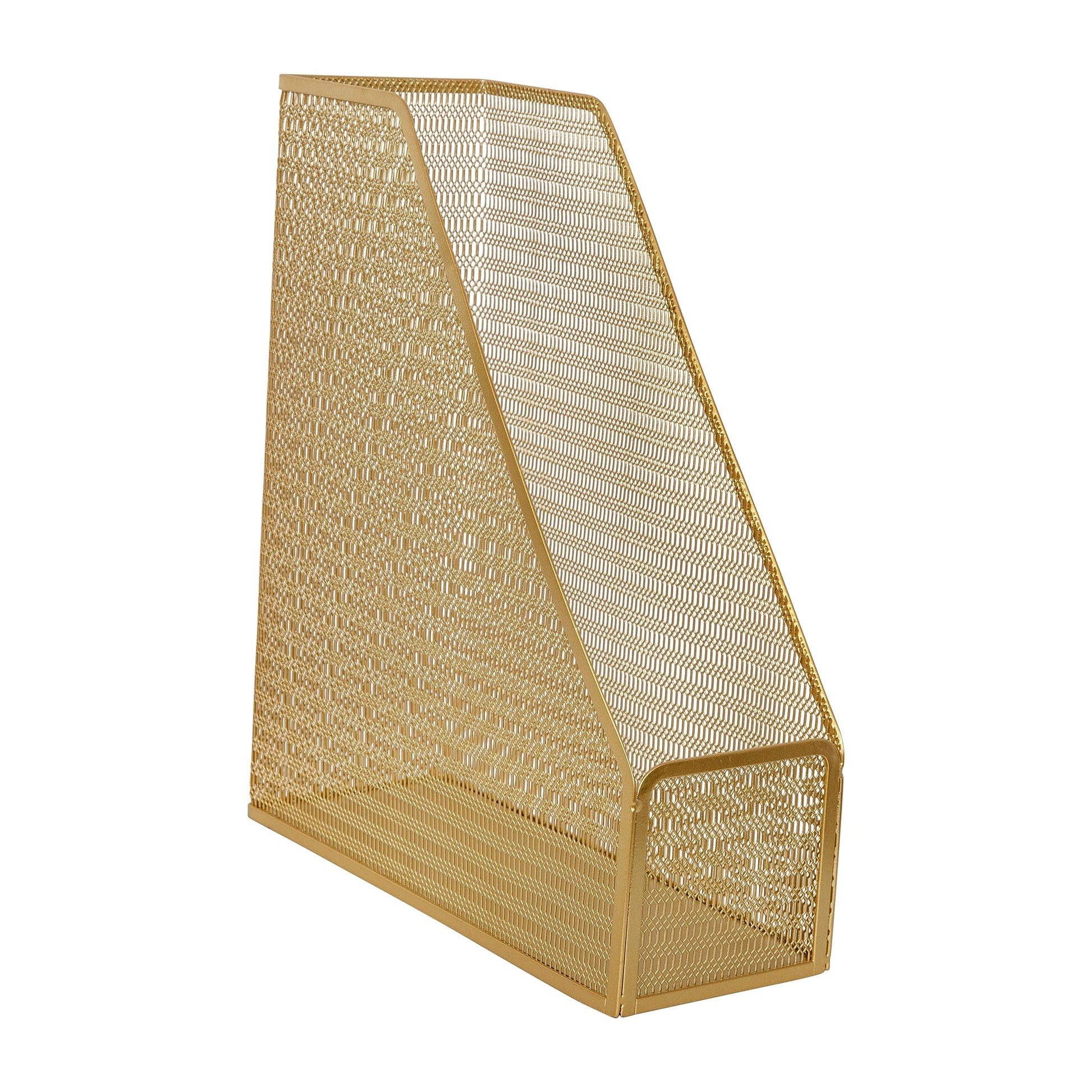 Martha Stewart Ryder Mesh Metal Magazine File Holder, Gold