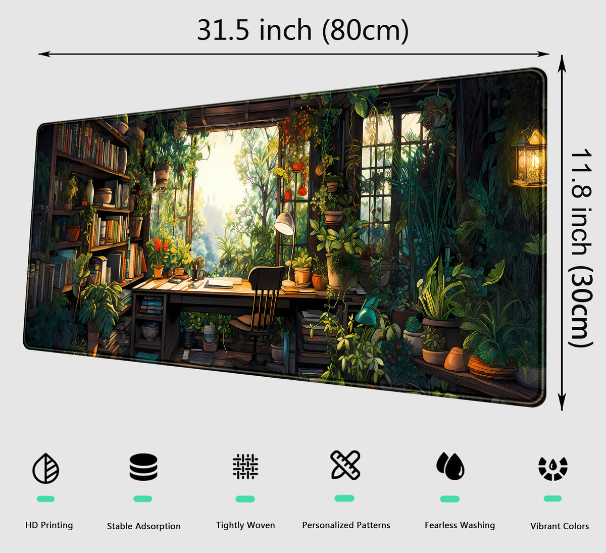 Green Kawaii Desk Mat Plant Floral Mouse Pad Cute XL Large Desk Pad Gaming Mousepad Lofi Desk Matt
