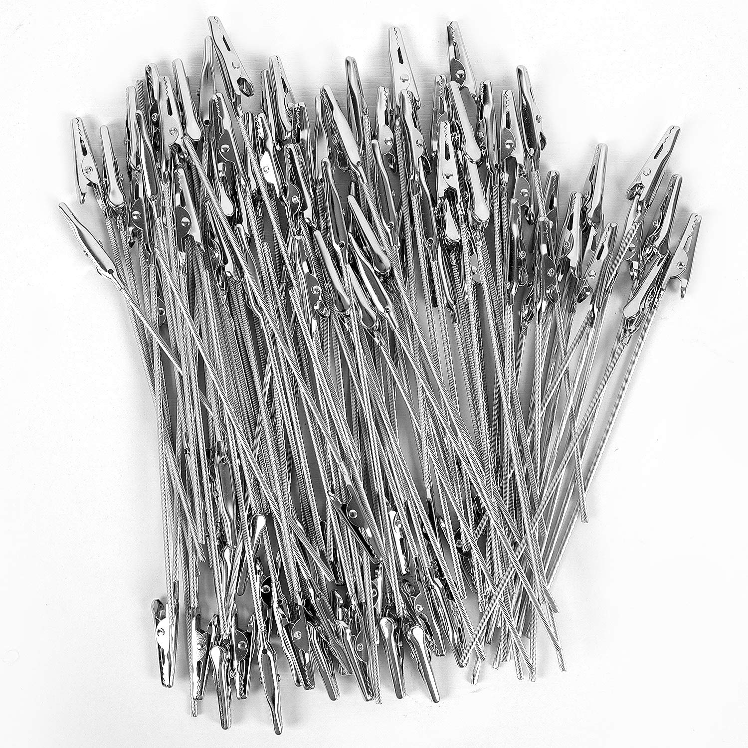 ZOENHOU 200 PCS 5.9 Inches Alligator Clips, Metal Wire Long-Tailed Spring Clamps Set, Zinc Plated