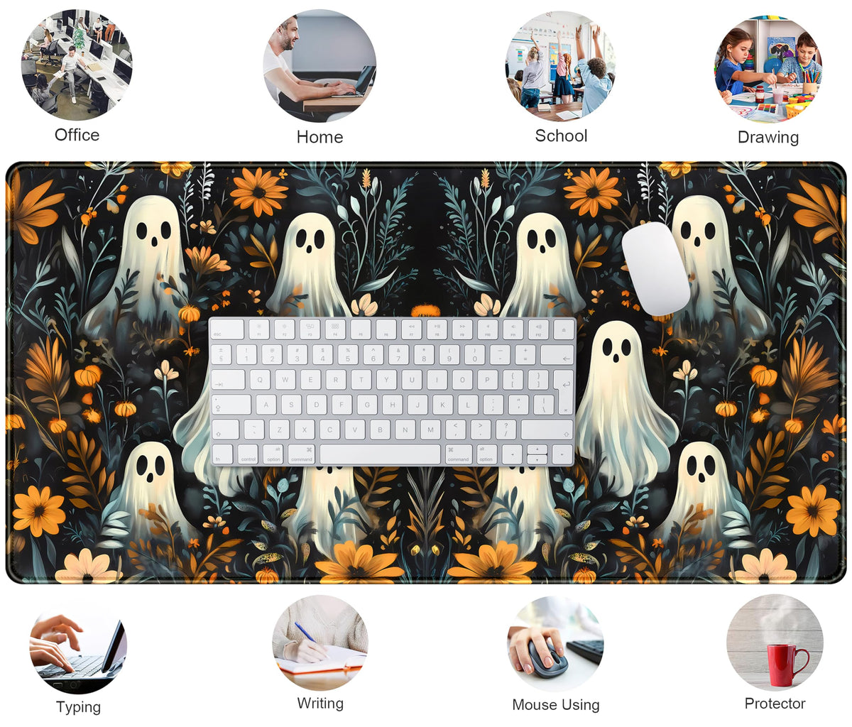 Retro Gothic Kawaii Desk Mat Cute Dark Academia Desk Pad Large Floral Mouse Pad XXL Gaming
