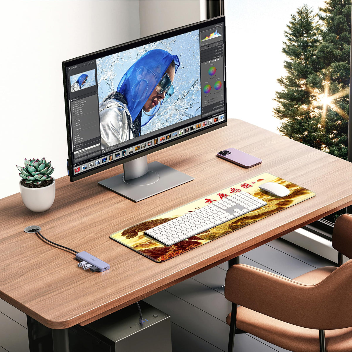 LL-COEUR XXL Landscape Gaming Mouse Pad Computer Keyboard Mat Office Desk Pad (Eagle, 31.4" x 11.8"
