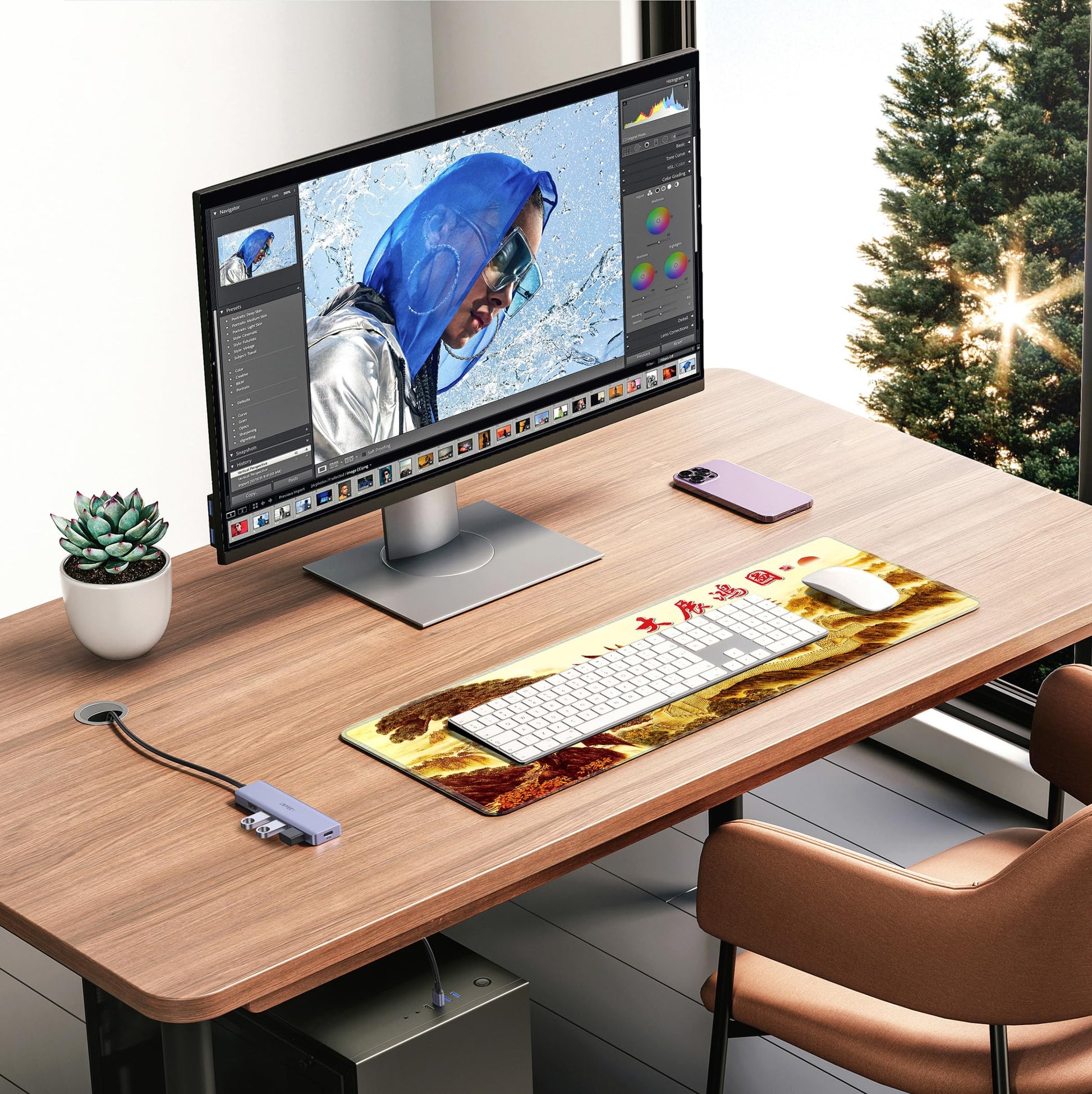 LL-COEUR XXL Landscape Gaming Mouse Pad Computer Keyboard Mat Office Desk Pad (Eagle, 31.4" x 11.8"