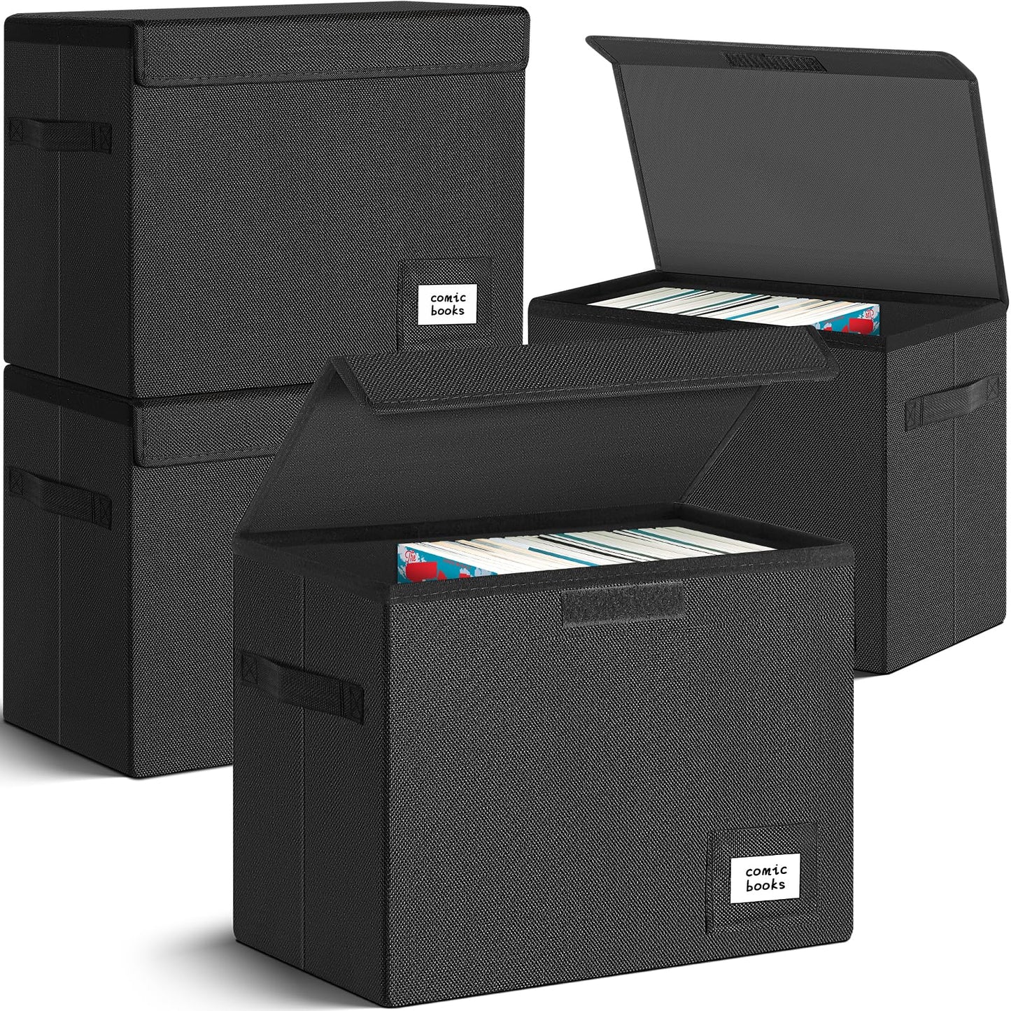 Leffis 4 Pack Comic Book Storage, Collapsible and Stackable Comic Short Box