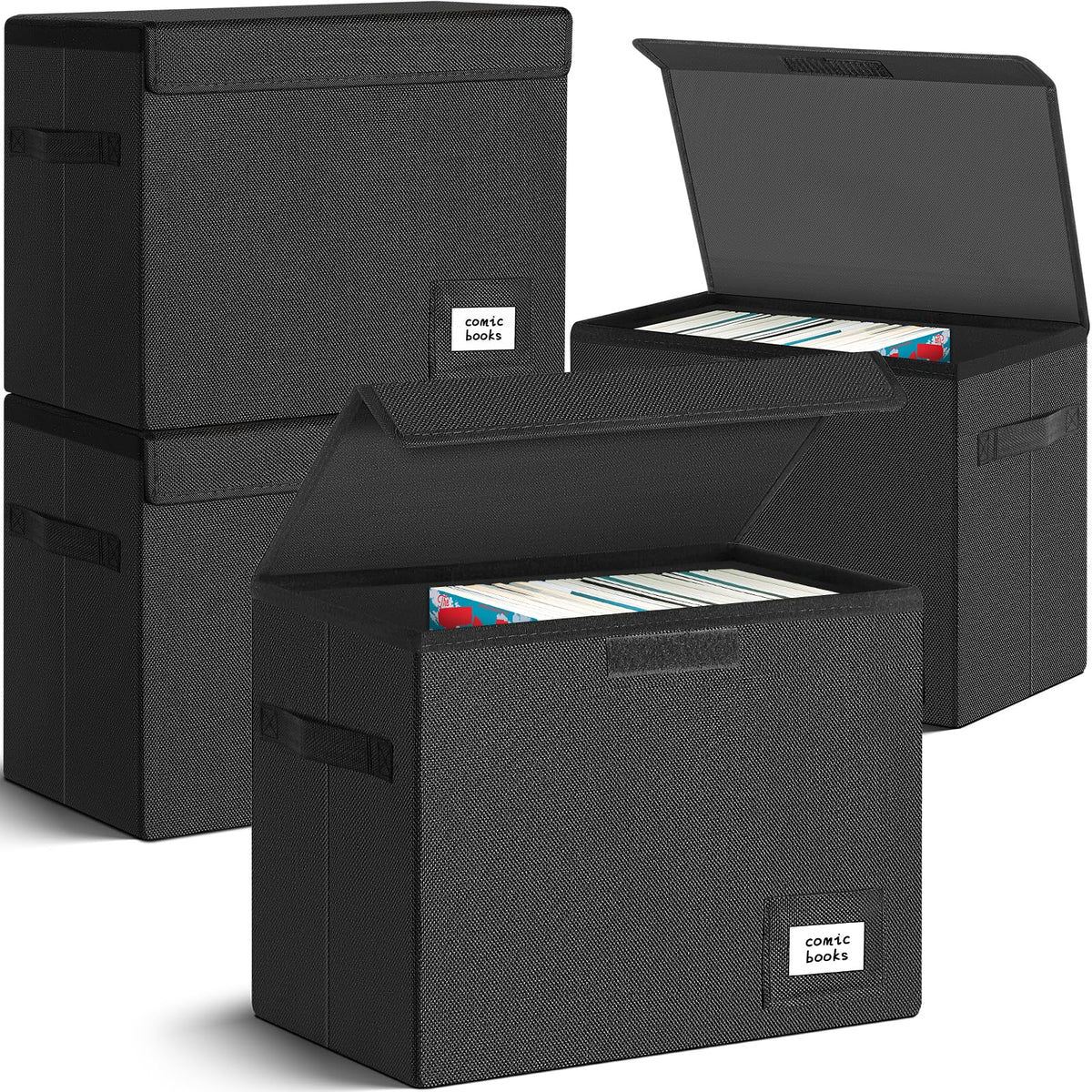 Leffis 4 Pack Comic Book Storage, Collapsible and Stackable Comic Short Box