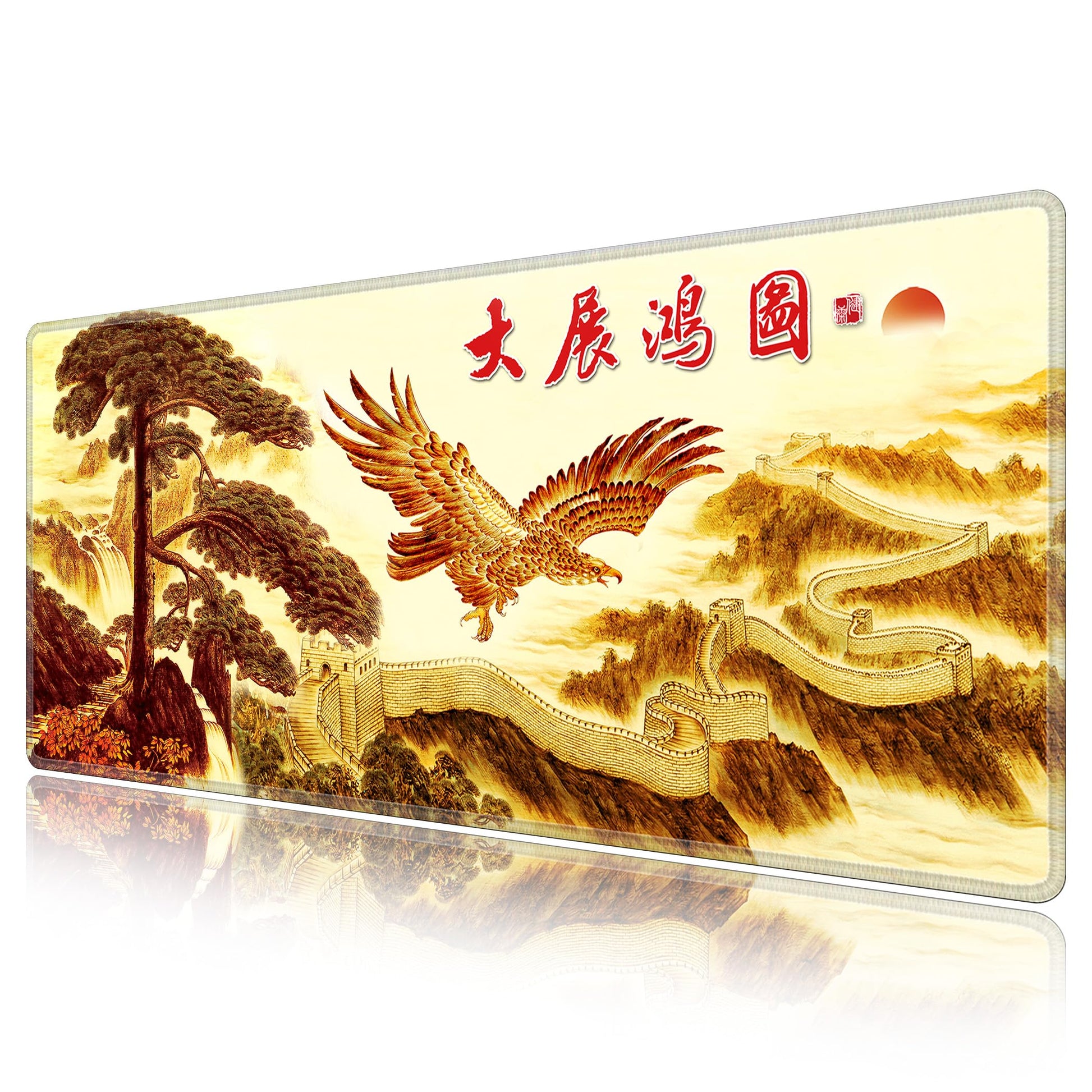 LL-COEUR XXL Landscape Gaming Mouse Pad Computer Keyboard Mat Office Desk Pad (Eagle, 35.4" x 15.7"