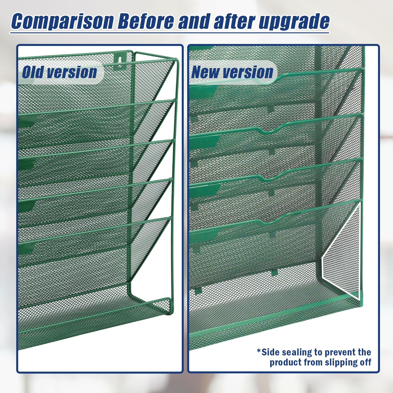 EASEPRES 6 Tier Desk File Organizer, Mesh Hanging Wall Mount Document Organization Stand, Desktop