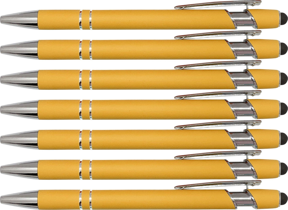 Rubberized Soft Touch Ballpoint Pen with Stylus Tip, Pastel Colors, Black Ink, Medium Point (Pastel