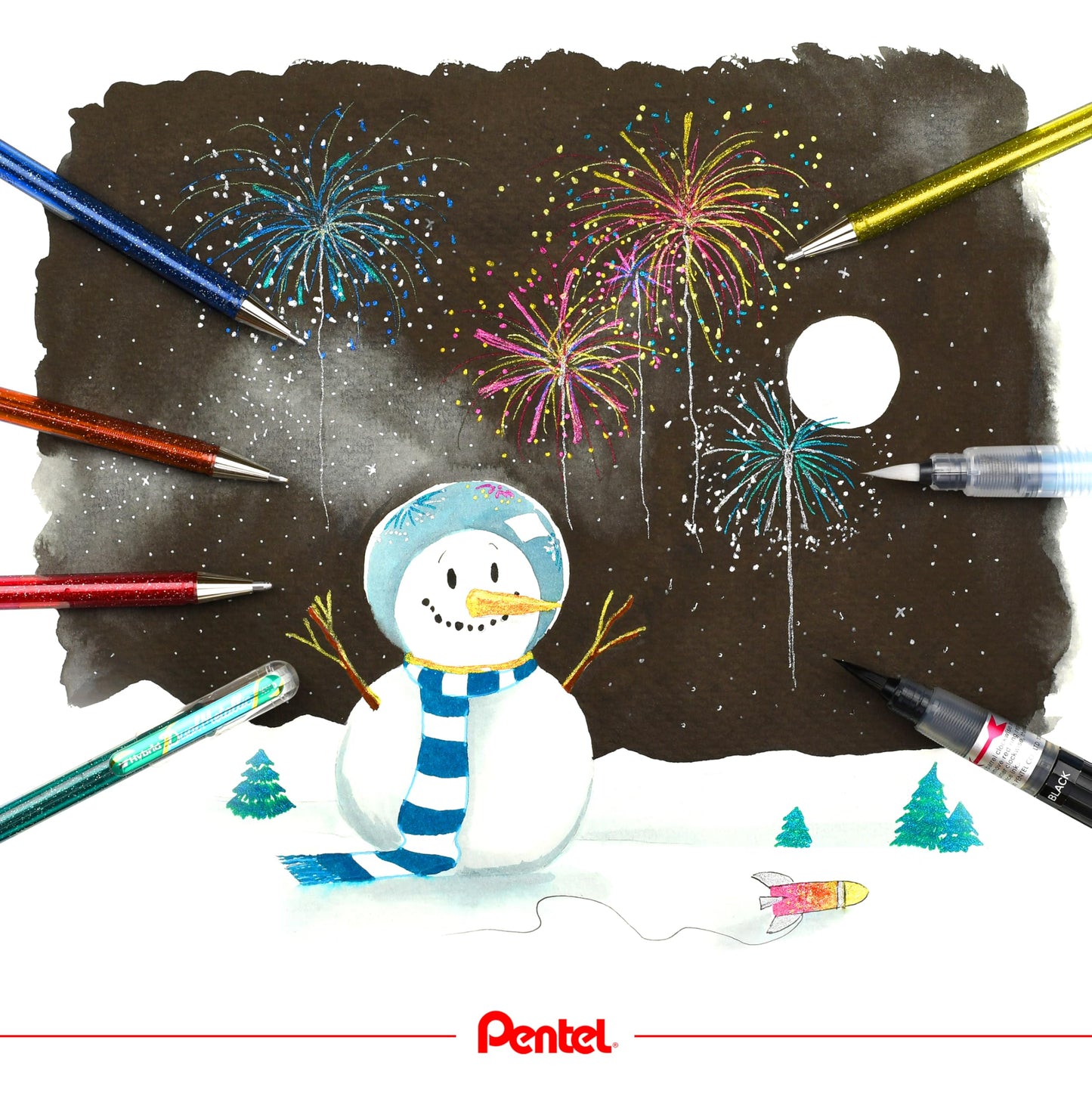 Pentel Hybrid Dual Metallic Gel Ink Rollerball Pens Pastel Metallic K110, Light Purple + Red &