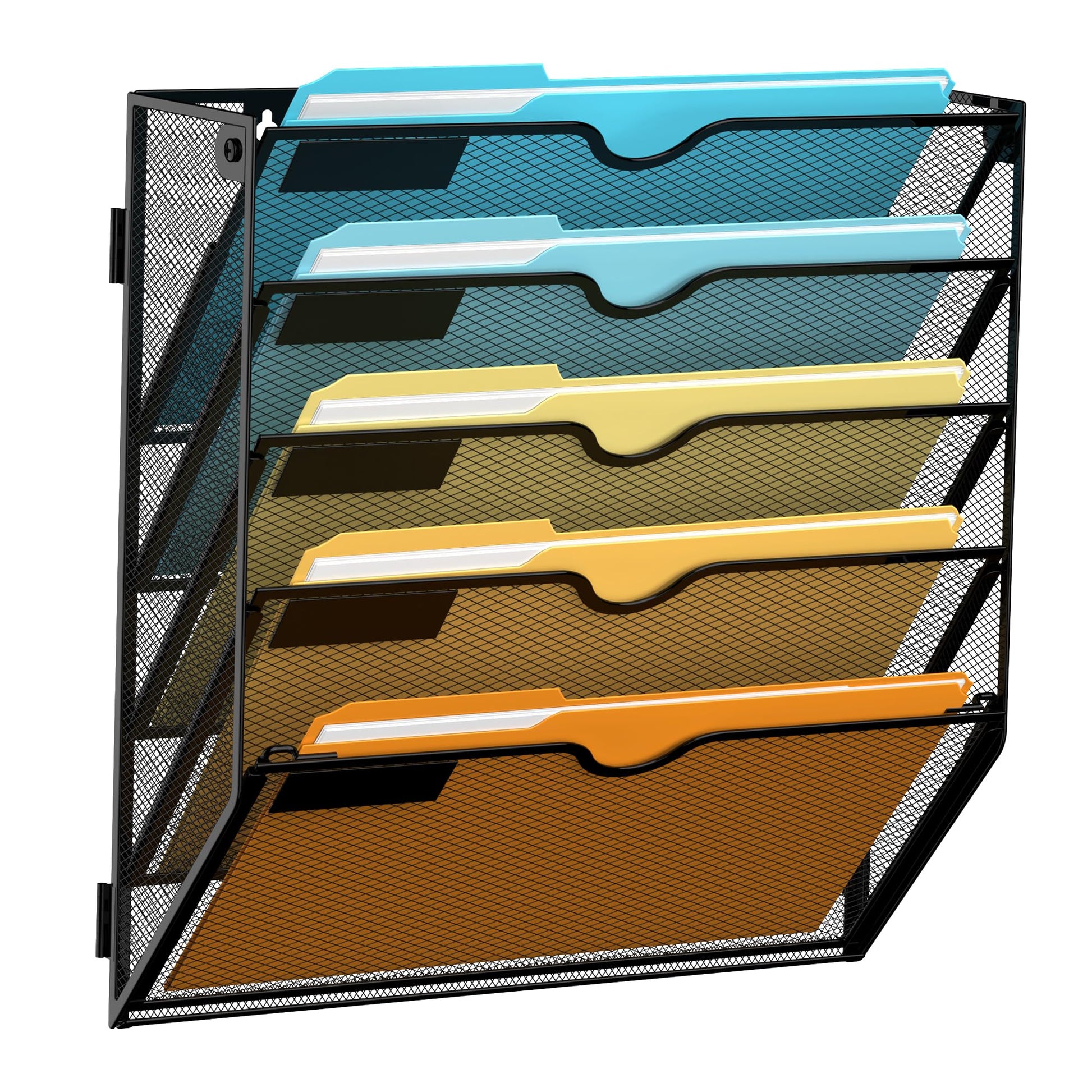 SUPEASY 5 Tier Wall File Organizer, Hanging Wall Mounted Mail Organizer with Label Slots, Metal