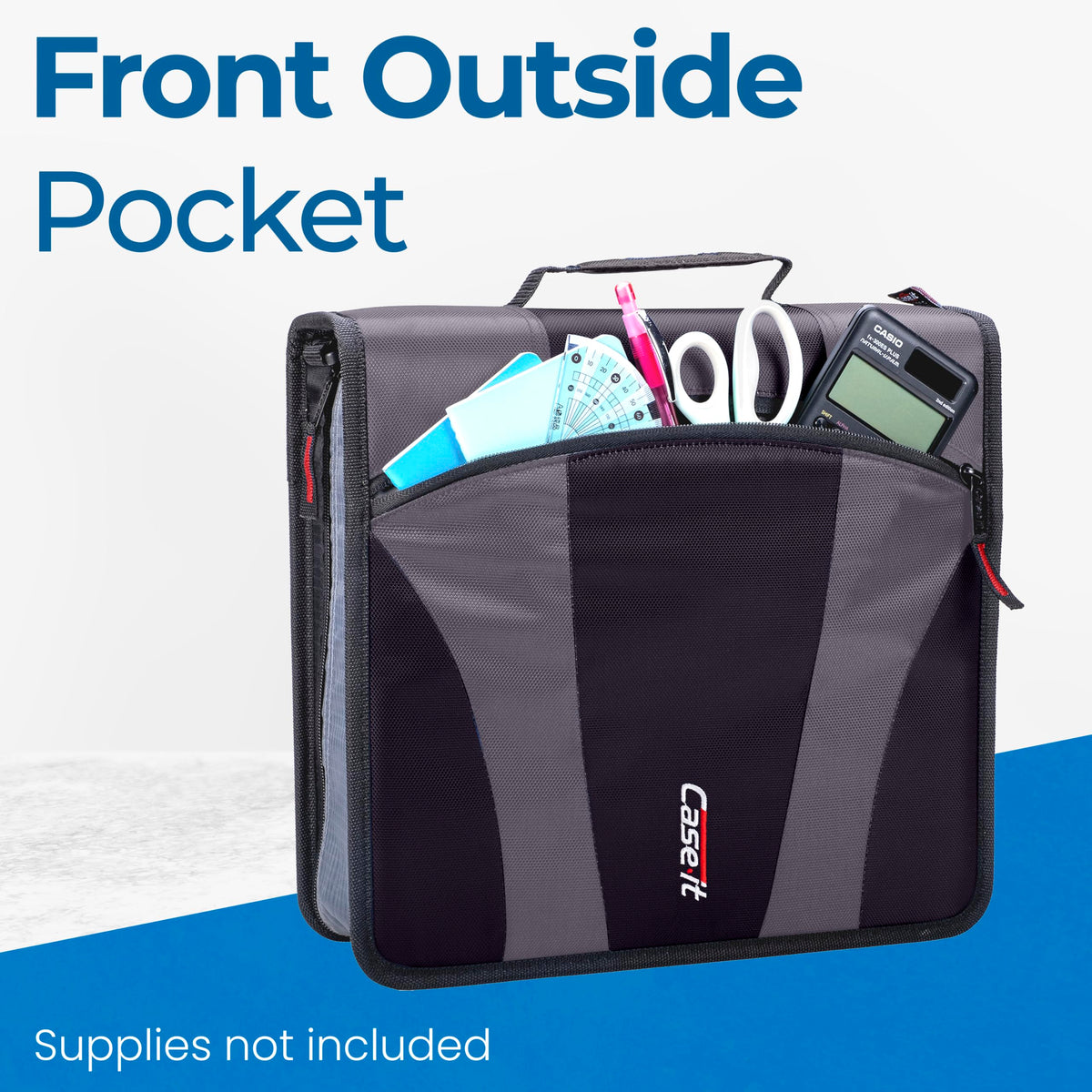 Case-it Dual Zipper Binder | Two 2" D-Rings | 800-Sheet | Dual-301 Black