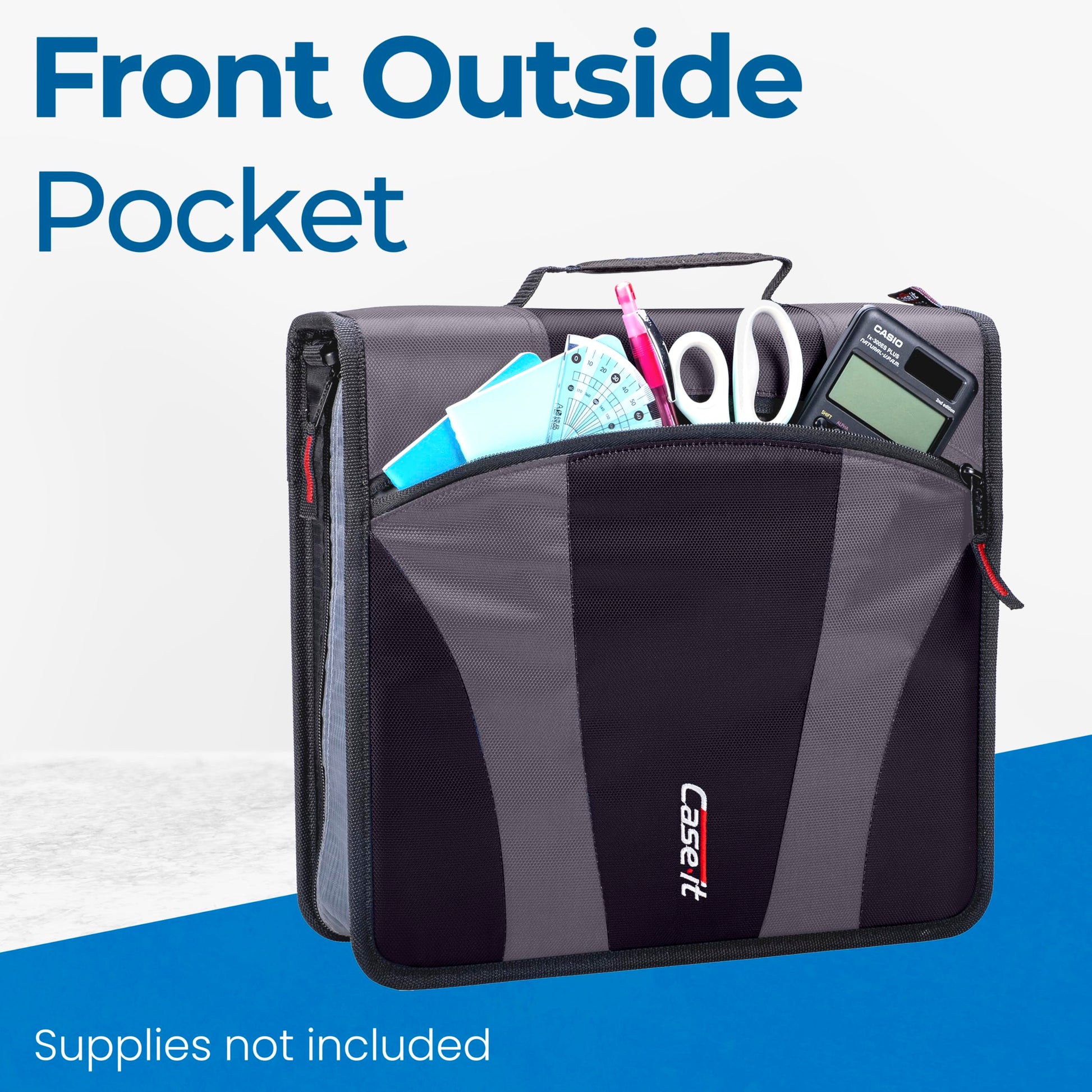 Case-it Dual Zipper Binder | Two 2" D-Rings | 800-Sheet | Dual-301 Black