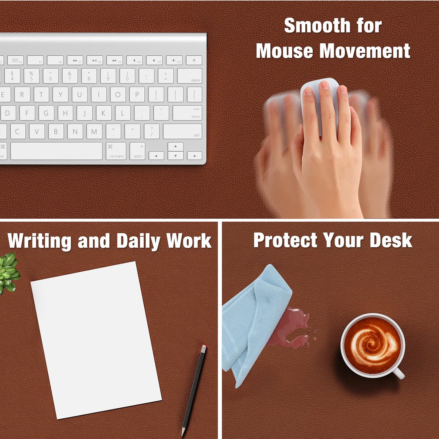 Hsurbtra Desk Pad, 35.5" x 17" PU Leather Desk Mat, XXL Extended Mouse Pad, Waterproof Desktop