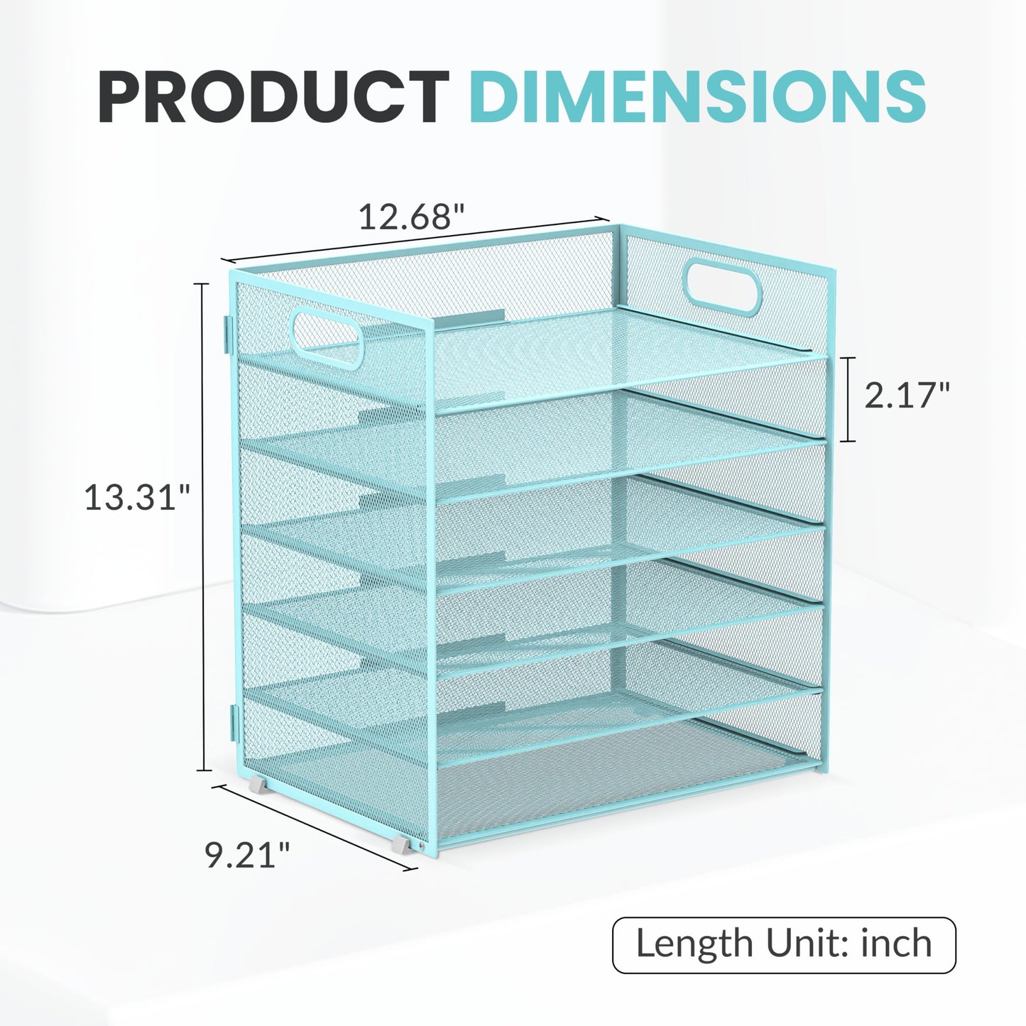 Daltack 6-Tier Paper Organizer for Desk with Handle, Blue
