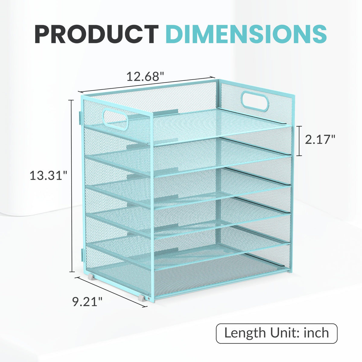 Daltack 6-Tier Paper Organizer for Desk with Handle, Blue