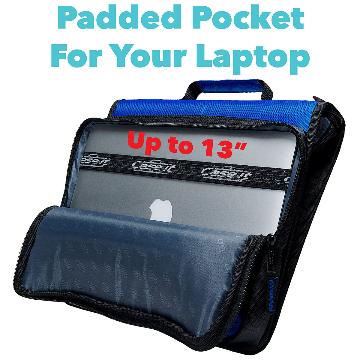 Case-it School Zipper Binder | 2-Inch O-Rings | 400-Sheet | LT-007 Blue