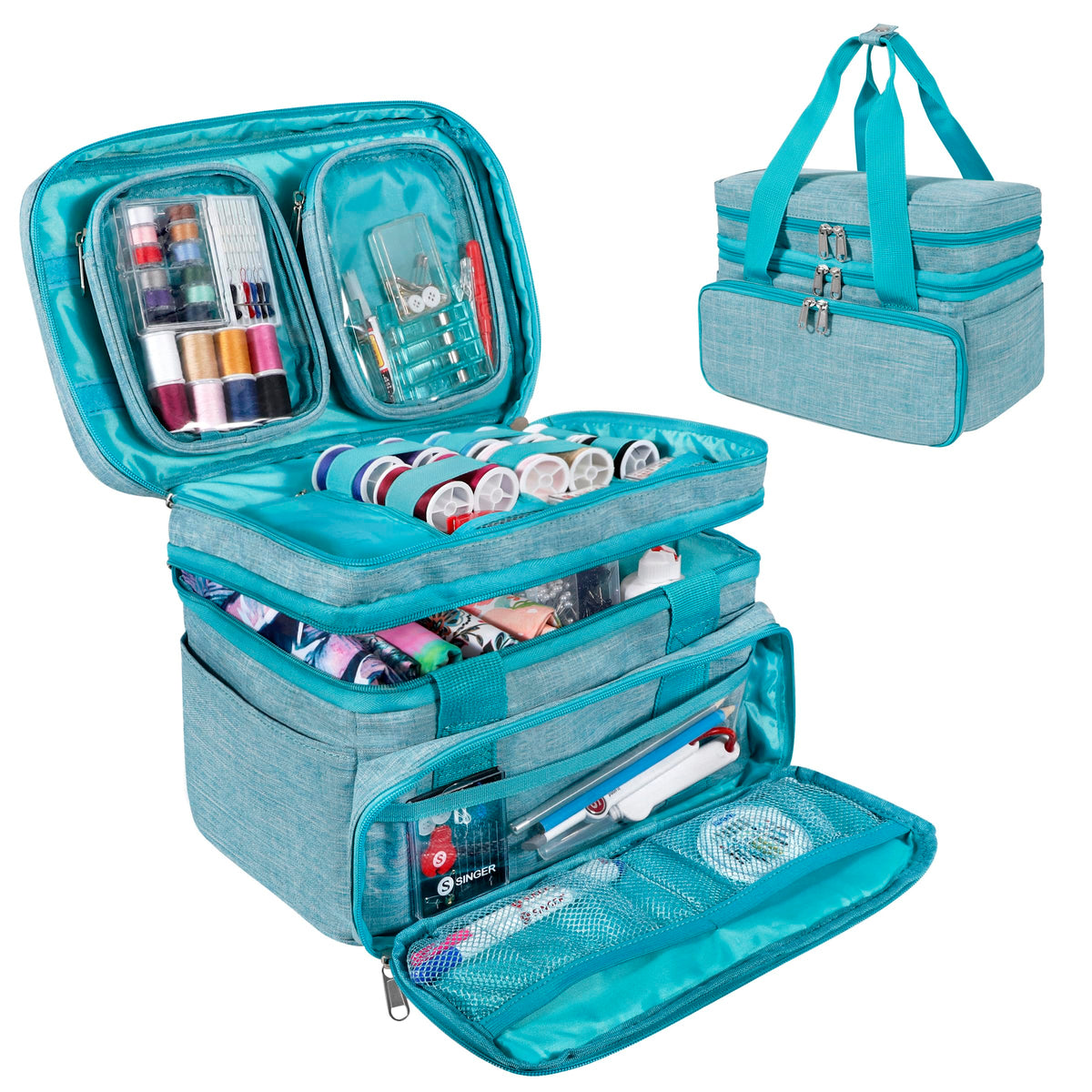 SINGER Portable Sewing Storage Organizer Bag, 18 Compartments, Carry-All