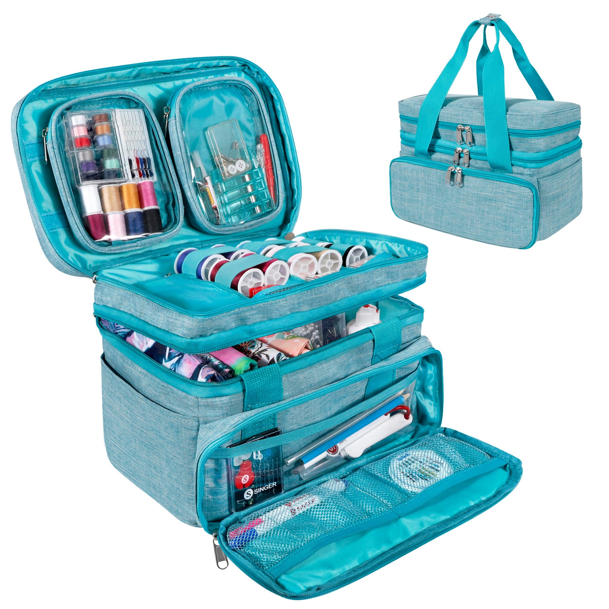 SINGER Portable Sewing Storage Organizer Bag, 18 Compartments, Carry-All