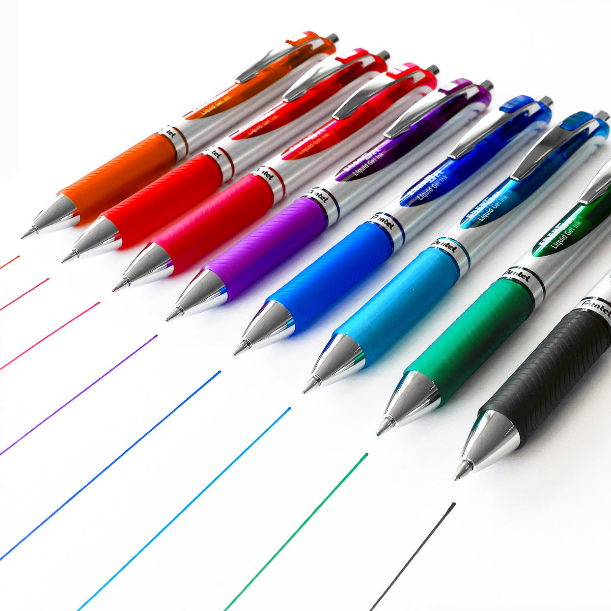 Pentel EnerGel XM BL77 - Retractable Liquid Gel Ink Pen - 0.7mm - Pack of 8 Mixed Pens (Black