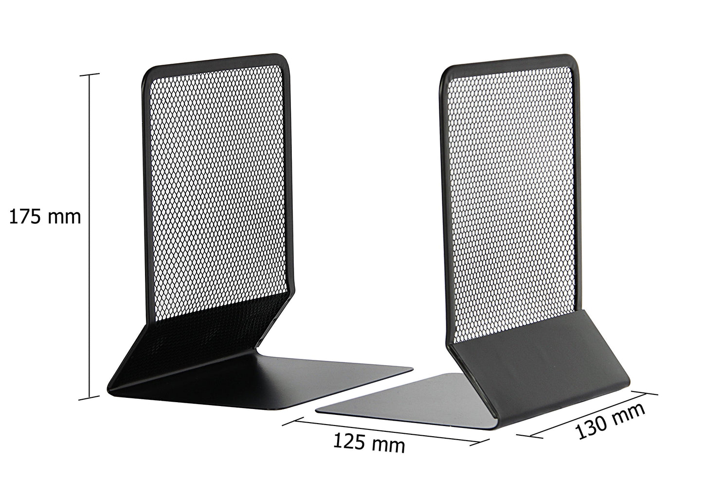 OSCO Black Wiremesh Bookends | 1 Pair | Two Bookends | Shelves & Bookcases | H17.5 x W12.5 x D13 cm