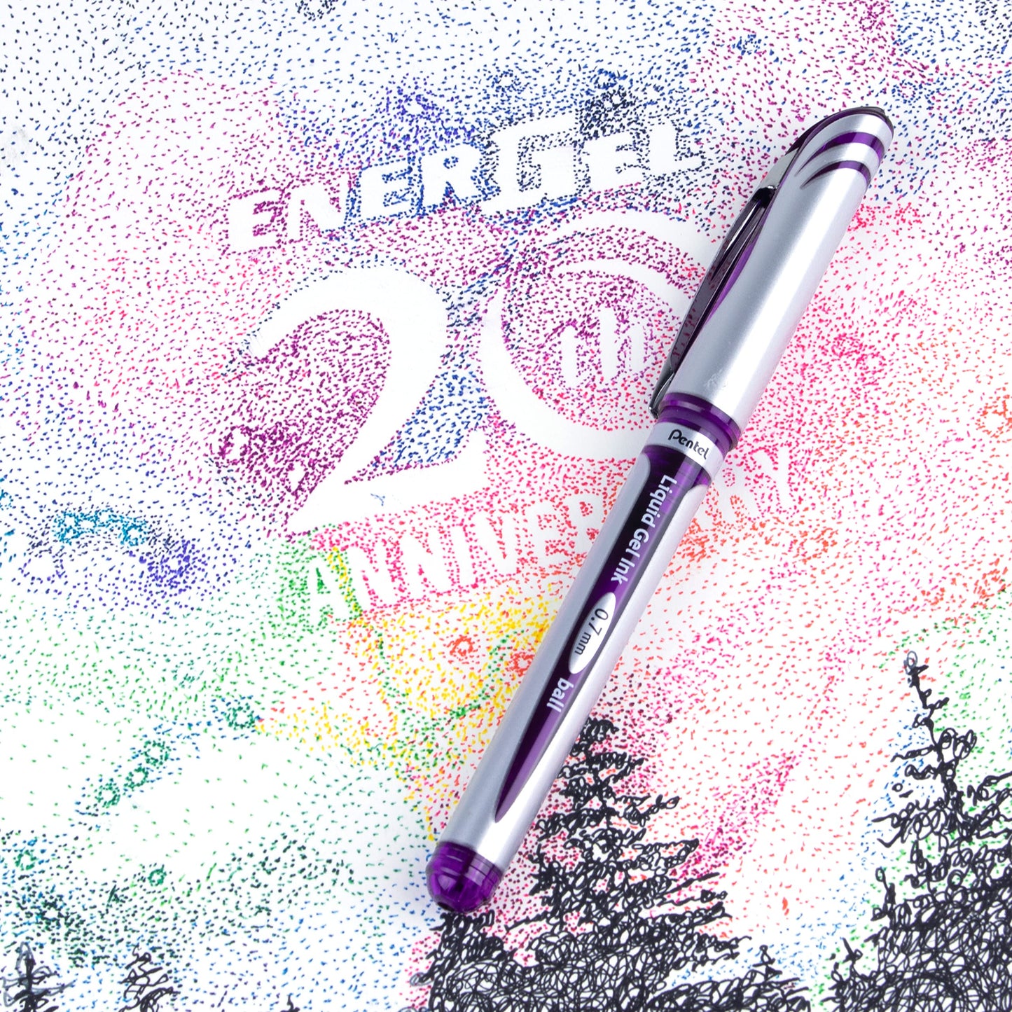 Pentel ENER-GEL Deluxe Liquid Gel Pen, Medium Line, Metal Tip, Violet Ink, Box of 12 (BL57-V)