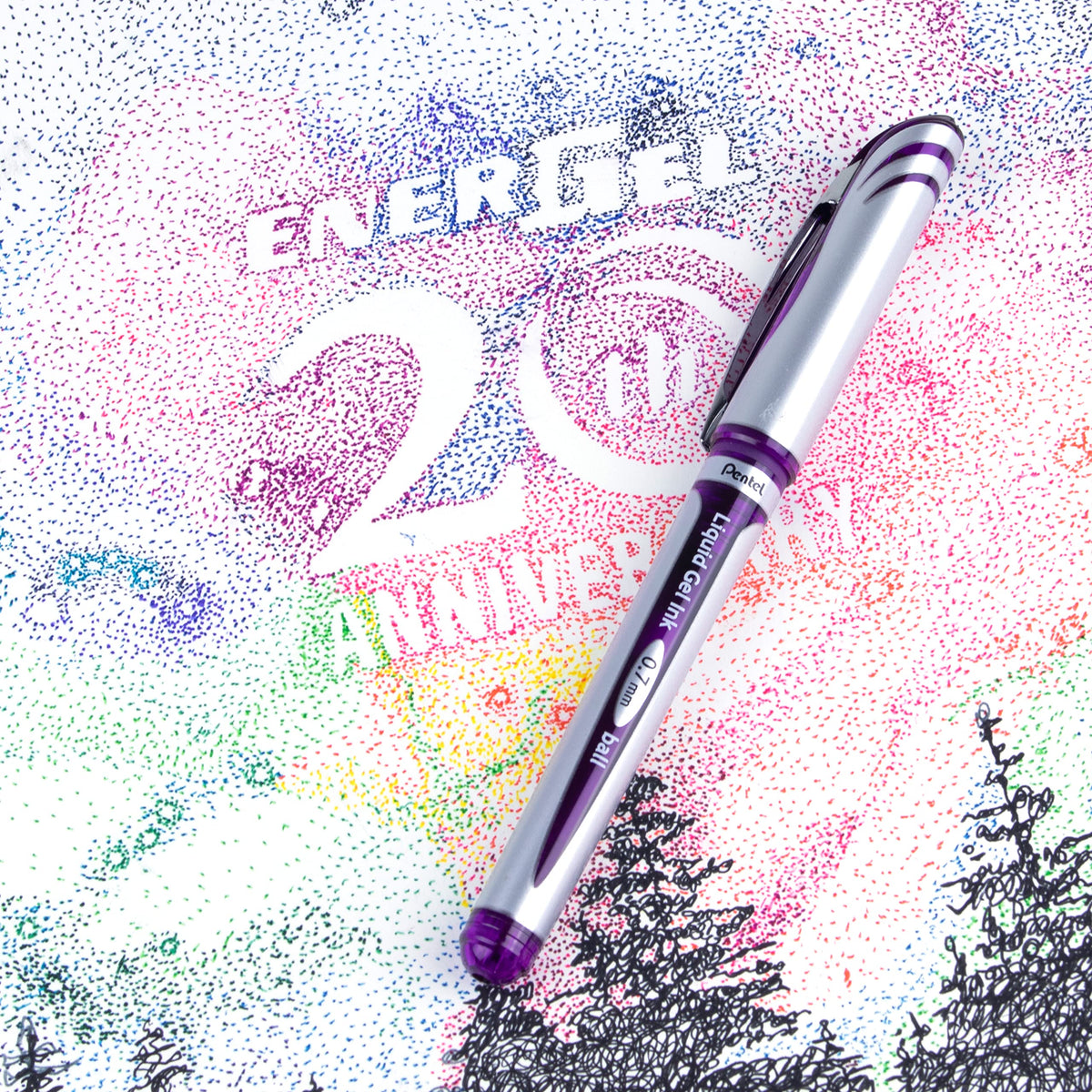 Pentel ENER-GEL Deluxe Liquid Gel Pen, Medium Line, Metal Tip, Violet Ink, Box of 12 (BL57-V)