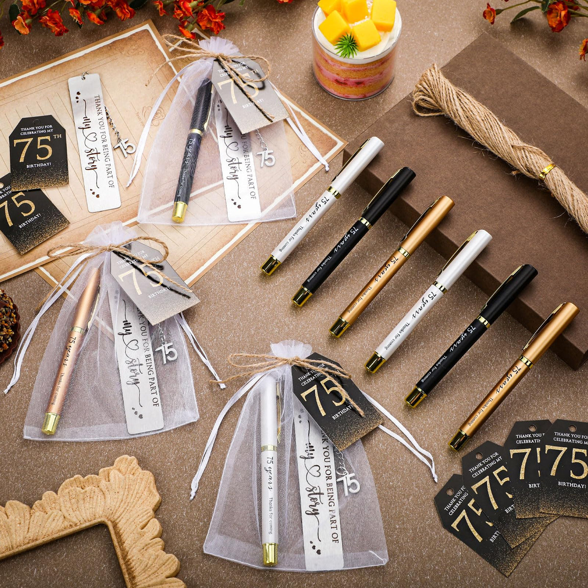 Sinload 25 Sets Birthday Favors for Guests 25 Thanks for Coming Ballpoint Pens 25 Metal Bookmarks