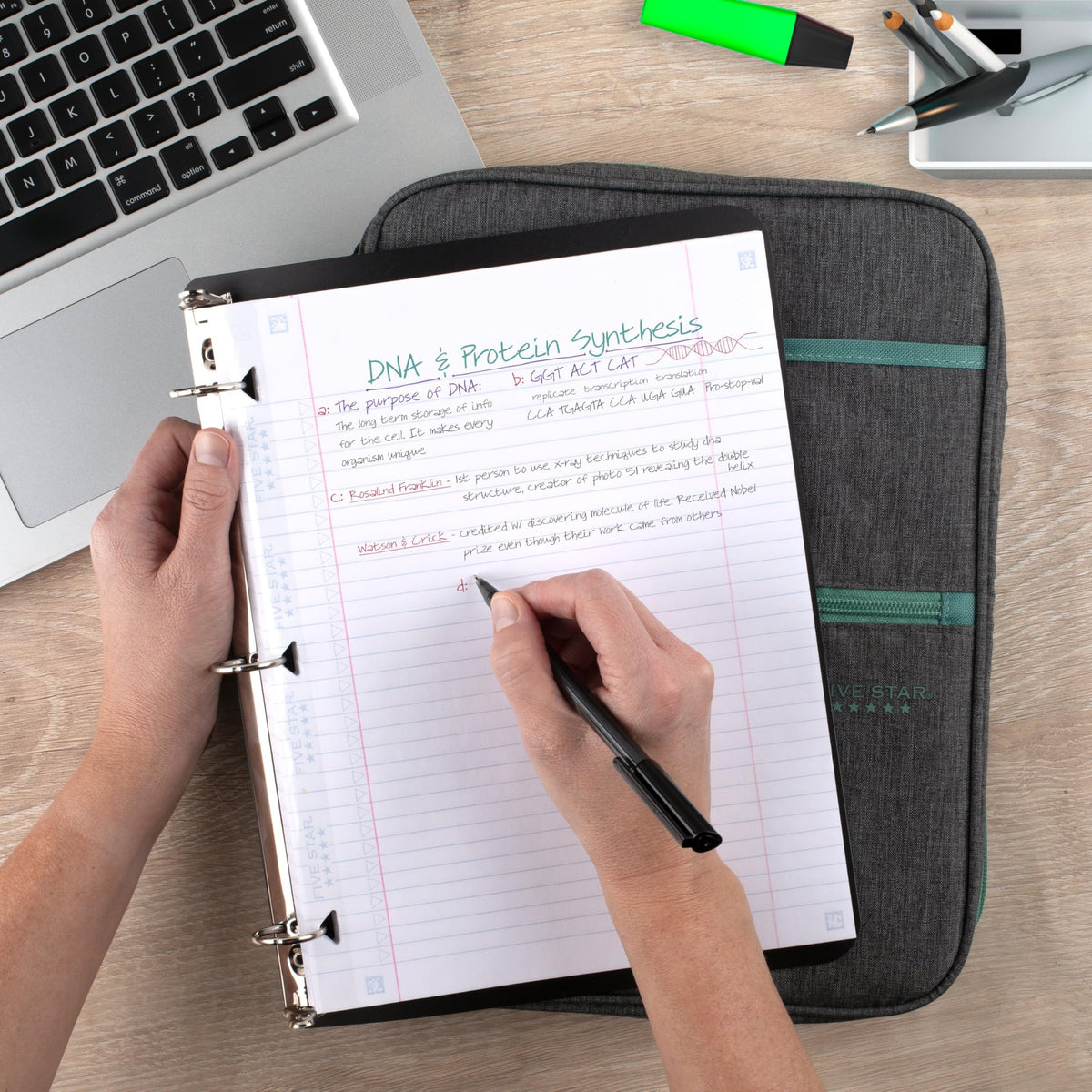 Five Star Zipper Binder, 1 Inch 3-Ring Binder with Round Rings, Carry-All with Pockets and 4-Tab