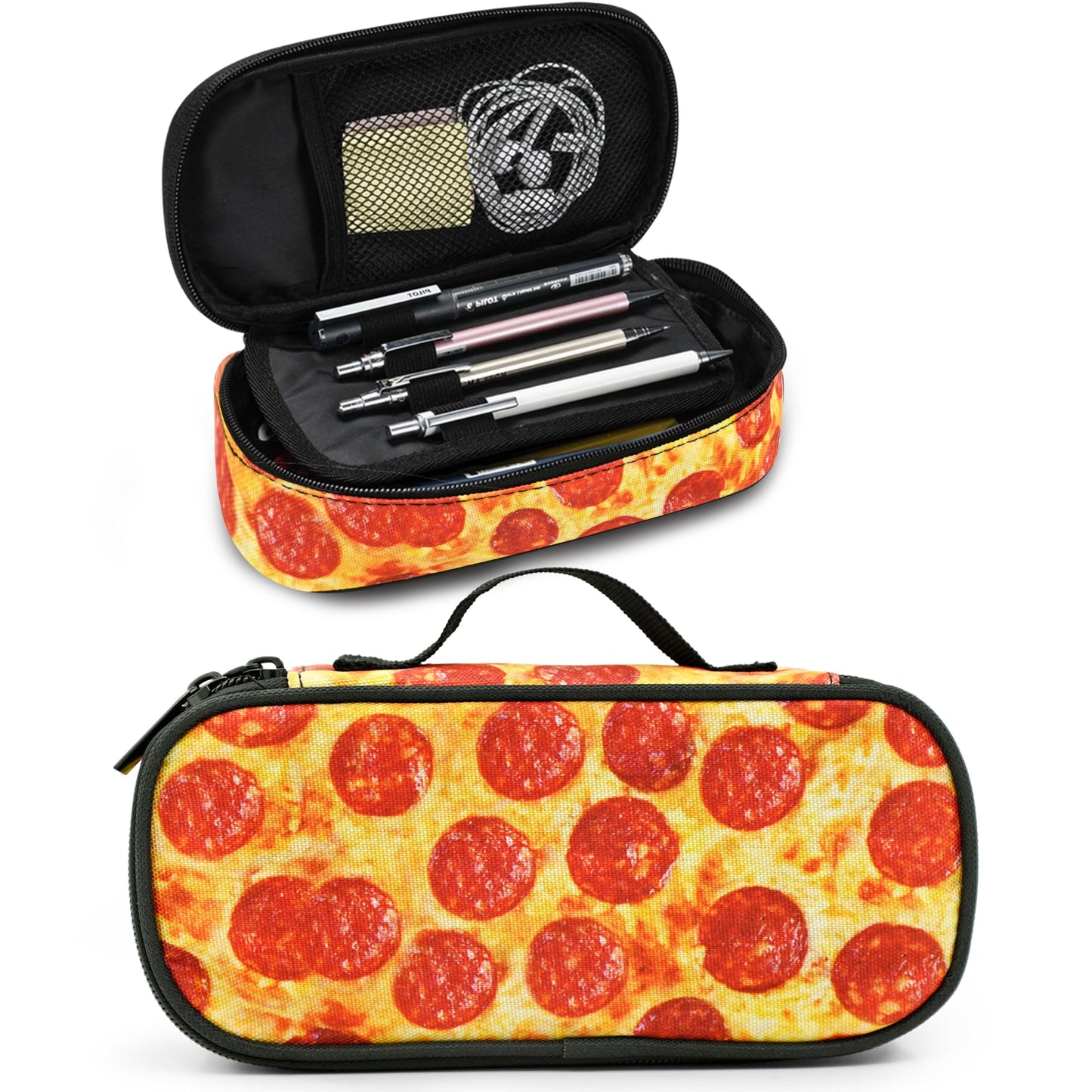 Droerfes Pizza Pencil Case Pencil Pouch Large Capacity Pen Bag School Office Organizer Stationery