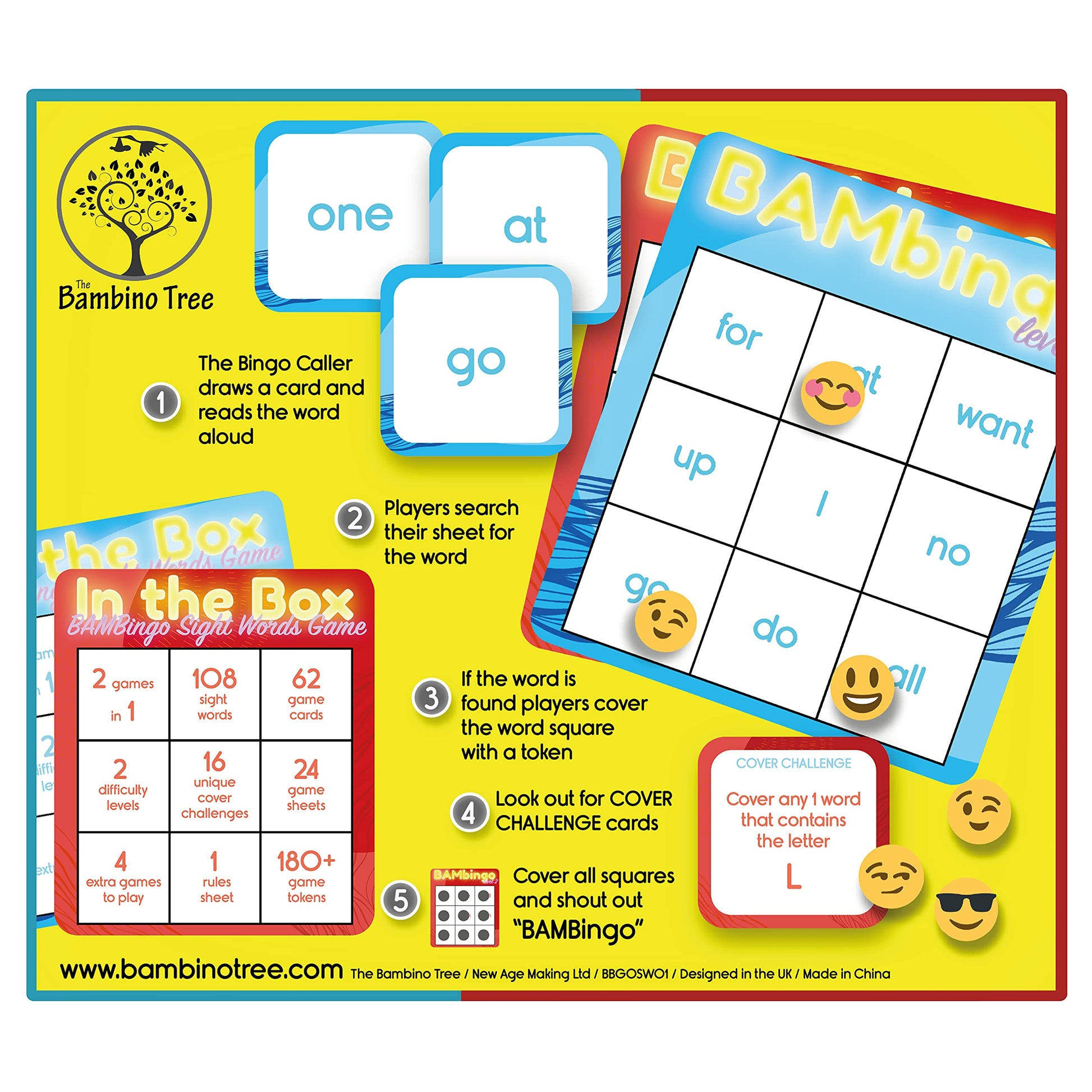 Sight Word Bingo Game Level 1 and 2 - Educational Games for Kids - Learn to Read Vocabulary for