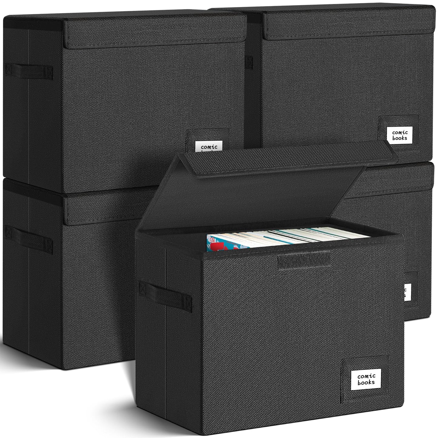 Leffis 5 Pack Comic Book Storage, Collapsible and Stackable Comic Short Box