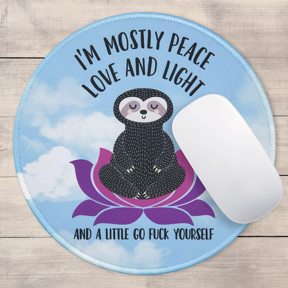 Eleville Mouse Pad Bundle of 3 Fashion Funny Quotes Sloth I'm Mostly Peace Love Light Wise Woman