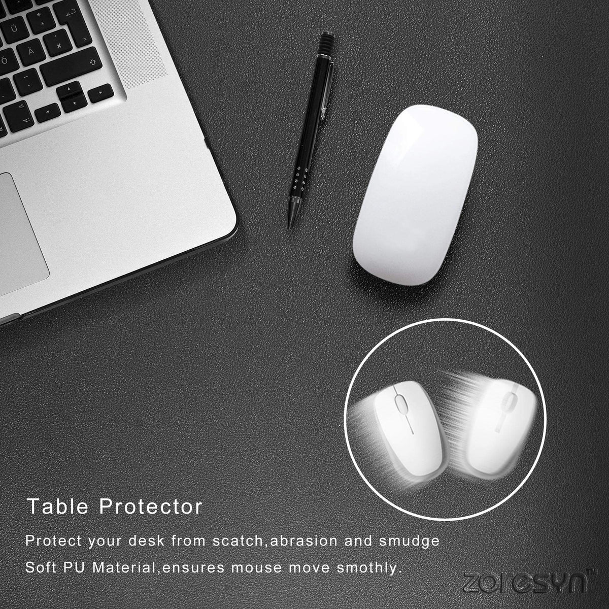 ZORESYN PU Leather Desk Pad, 55.1"x15.8", Black
