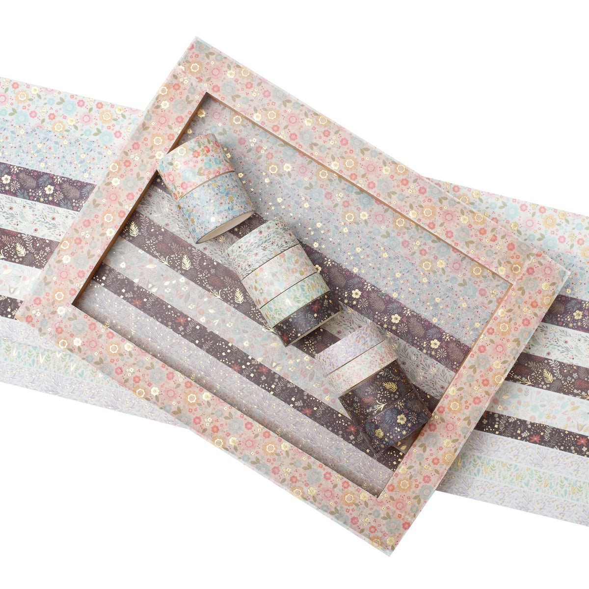 YUBX Creative Washi Tape Set 10 Rolls Gold Foil Print Decorative Masking Tapes for Arts, DIY
