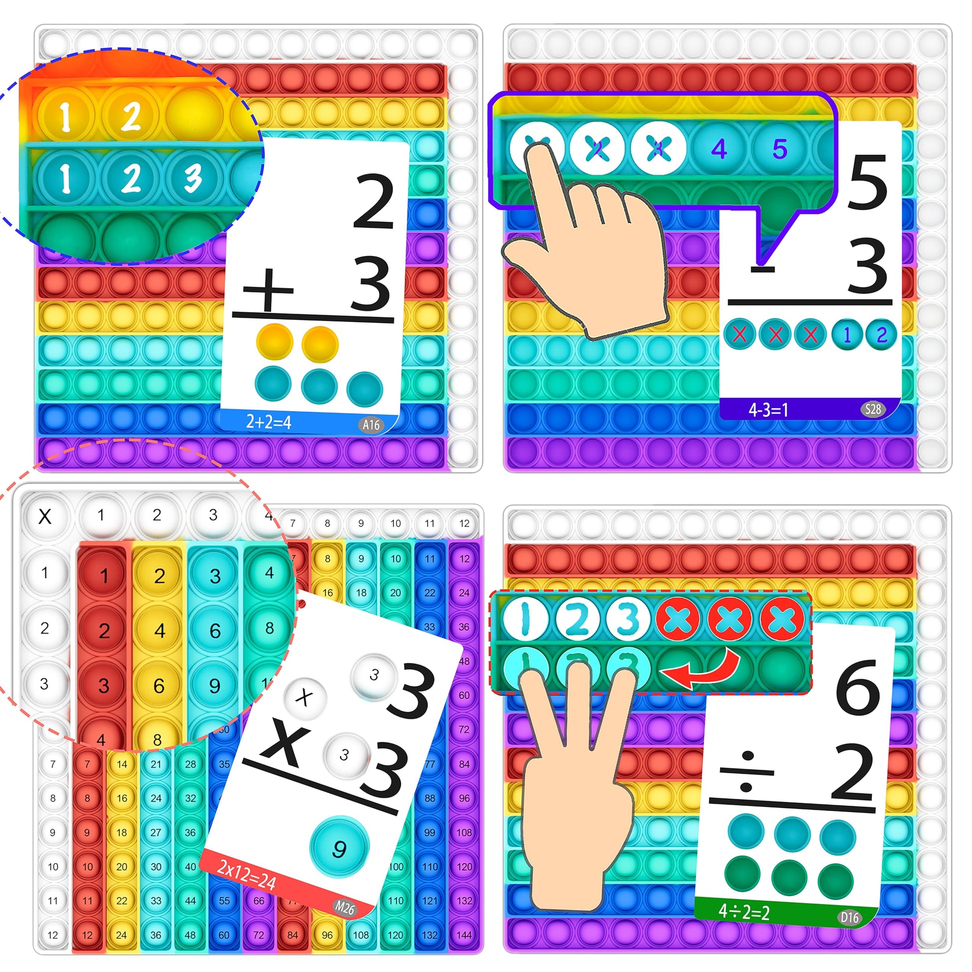 Math Games for Kids - Math Flash Cards - Interactive Practice Kit Pop It Practice with Addition