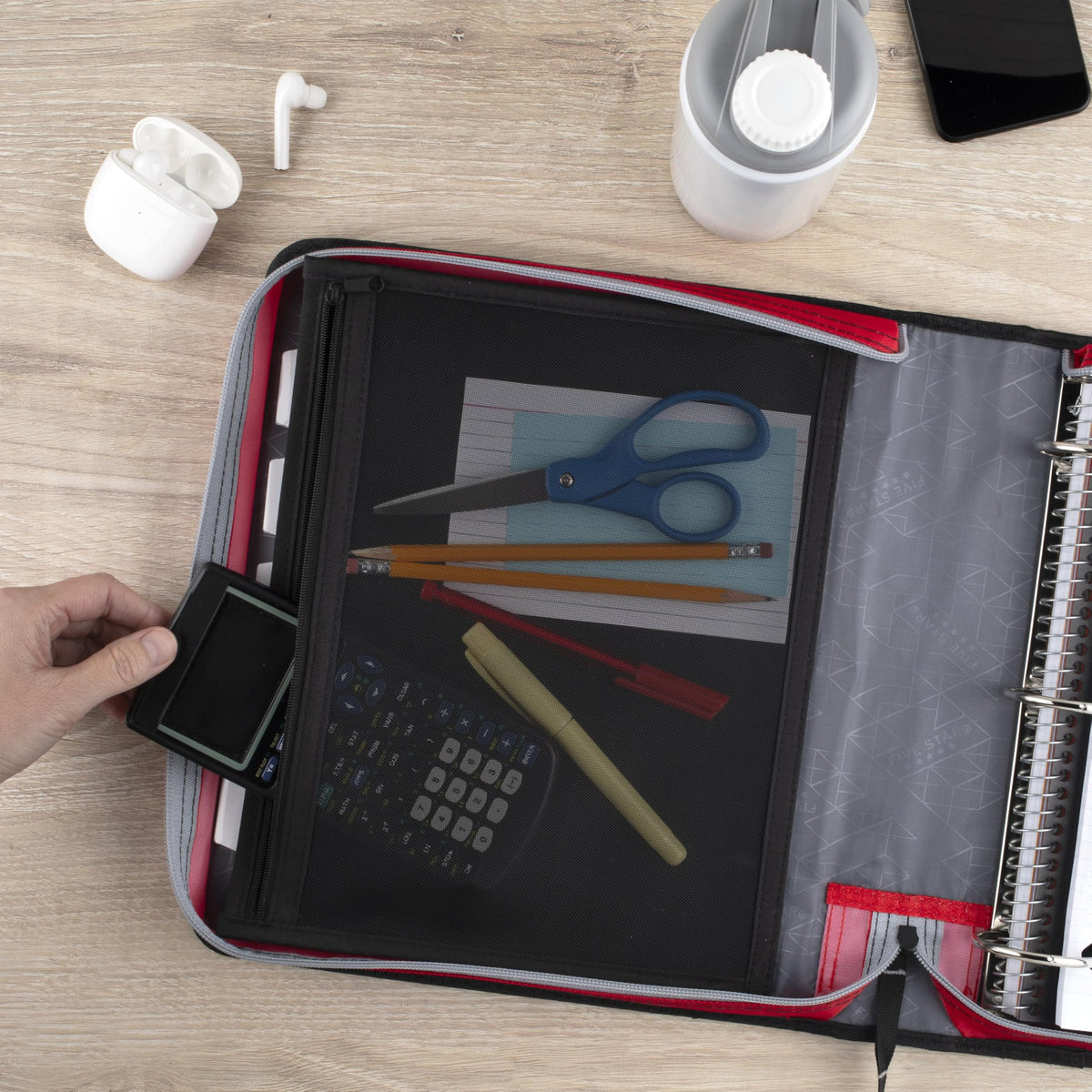 Five Star Zipper Binder 2 Inch O-Rings Case Organiser with Expansion Panel and 5-Tab Expanding File