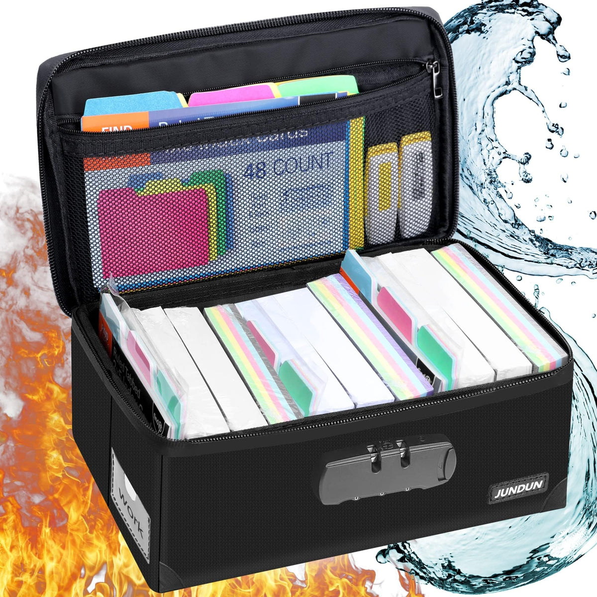 JUNDUN Fireproof Index Card Holder with Lock