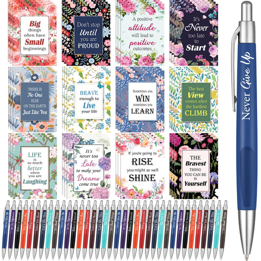 Yeaqee 72 Pcs Motivational Pen Notepad Gifts Bulk Set, Inspiring