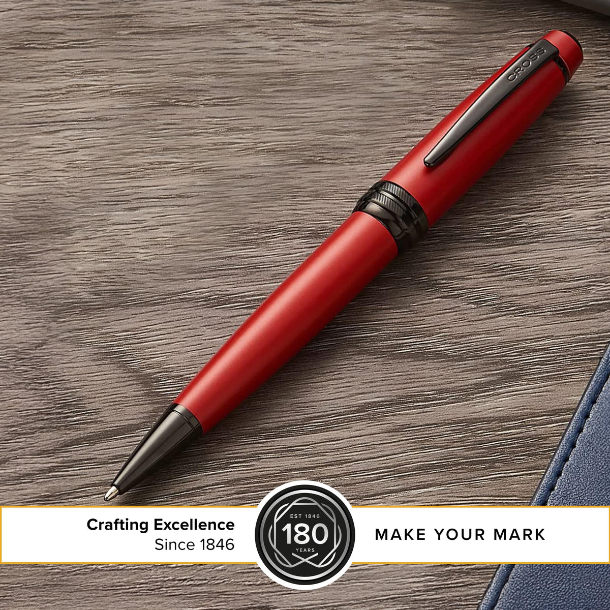 Cross Bailey Matte Red Lacquer Ballpoint Pen, Medium Point, Black Ink